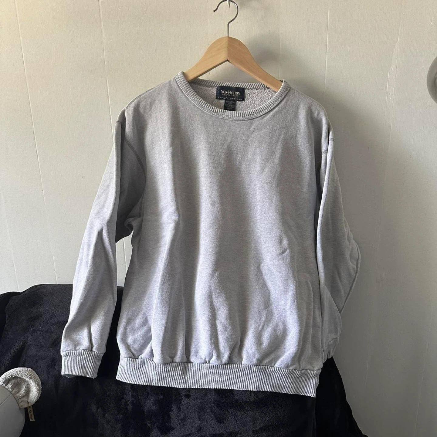 Grey crewneck pullover sweatshirt