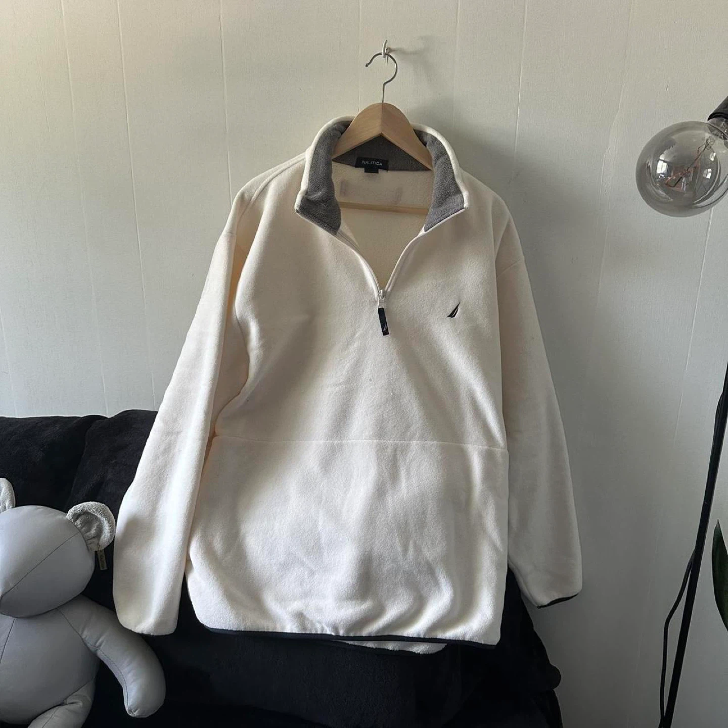 Nautica Cream Quarter-Zip Fleece Pullover