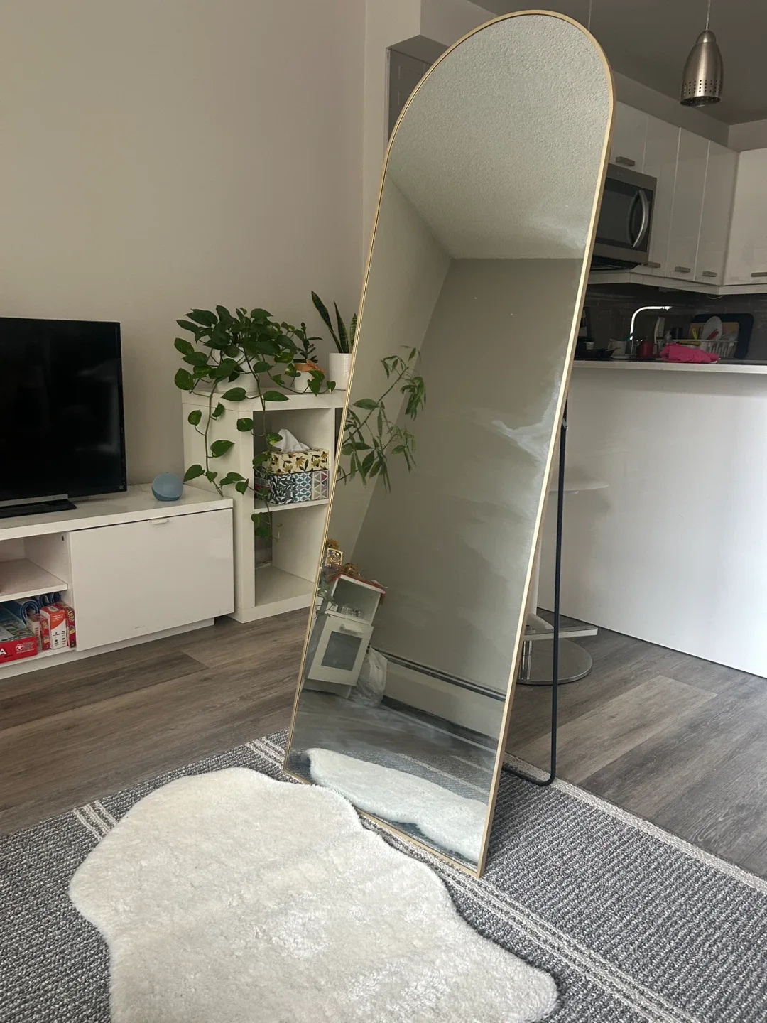 Gold Arched Full Length Mirror with Stand