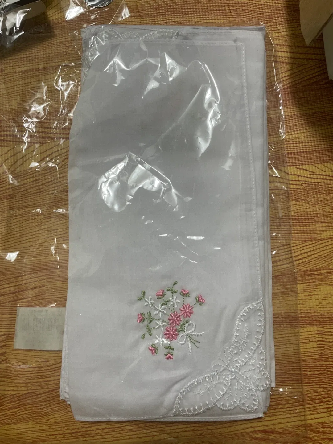 New White Embroidered Handkerchief - pack of 18