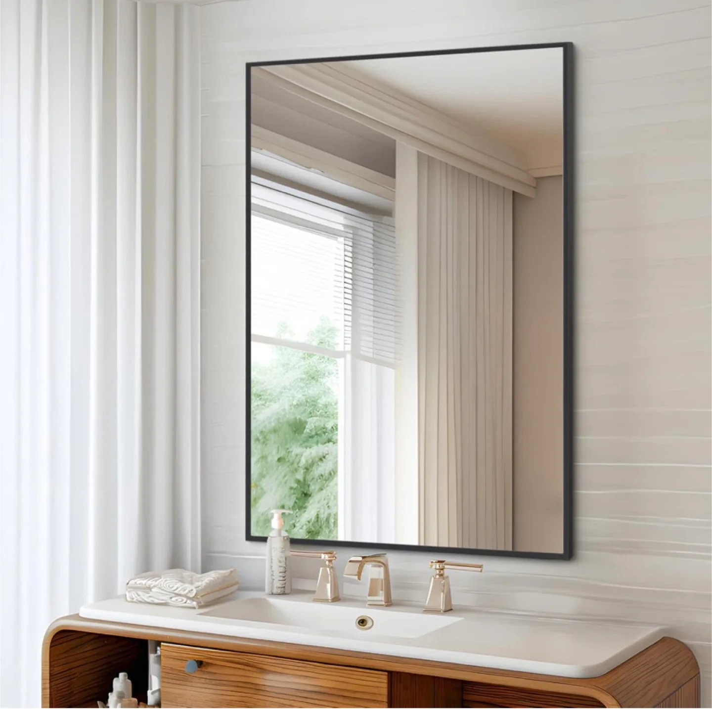 New Mirror Black Metal Frame 20”x28” image indicator(3)