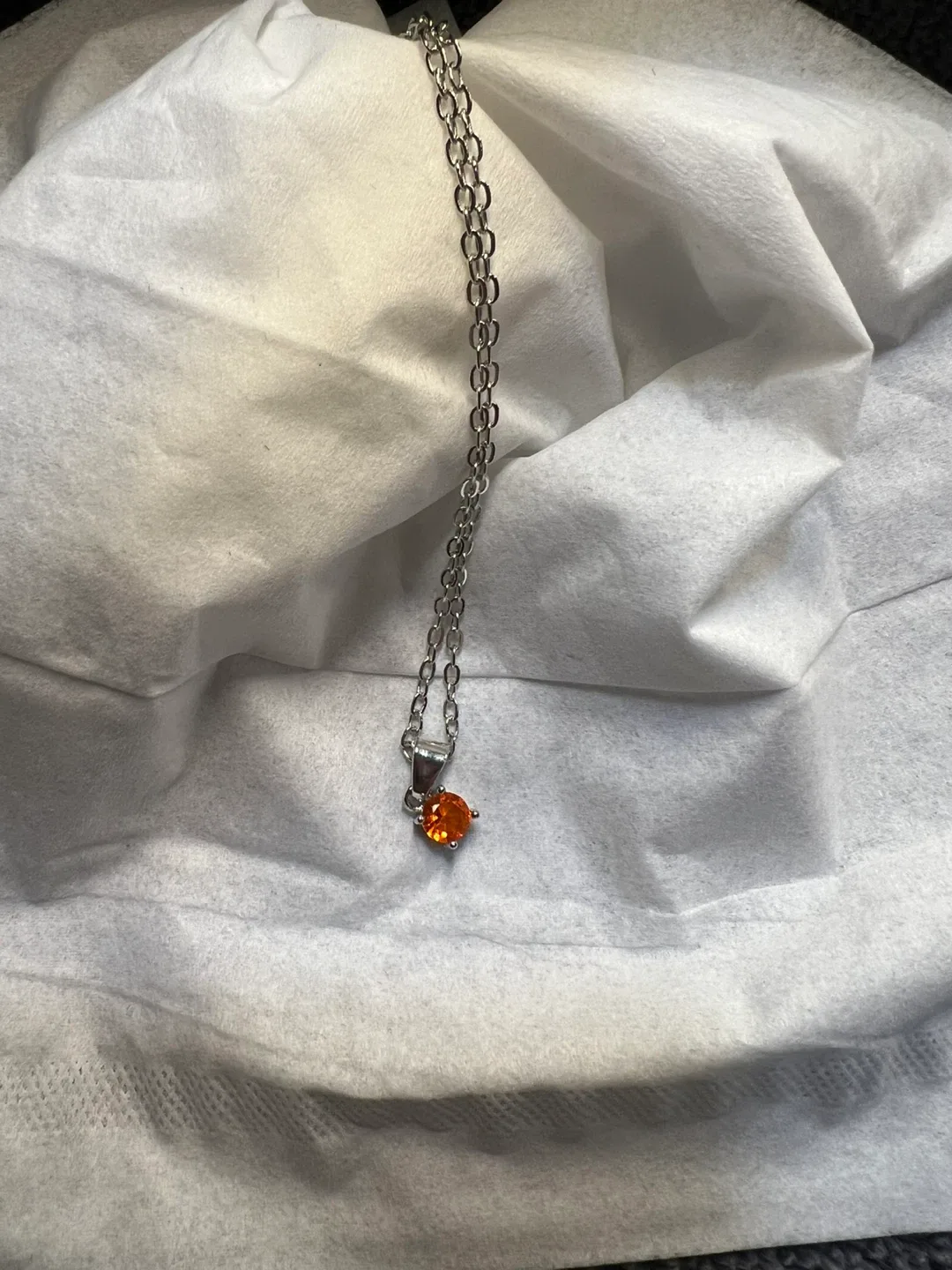 Orange Gemstone Silver Necklace