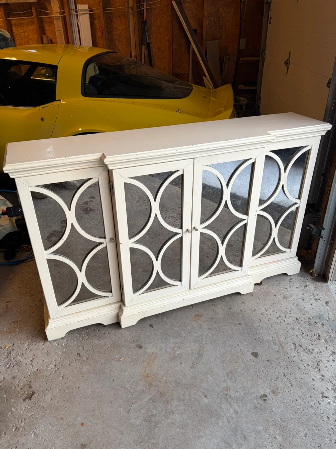 White Cabinet with Mirrored Doors
