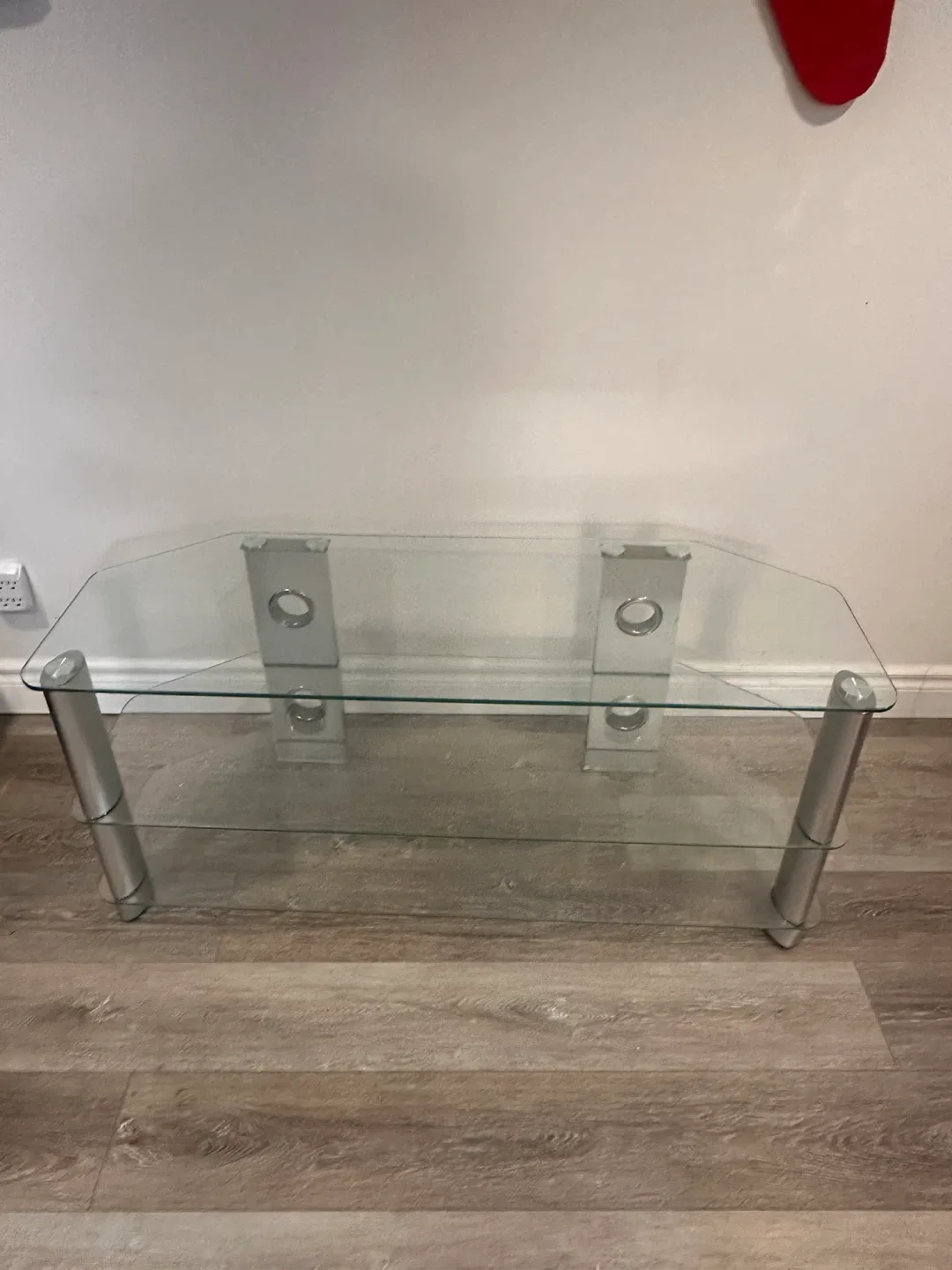 Glass and Silver TV Stand image indicator(2)