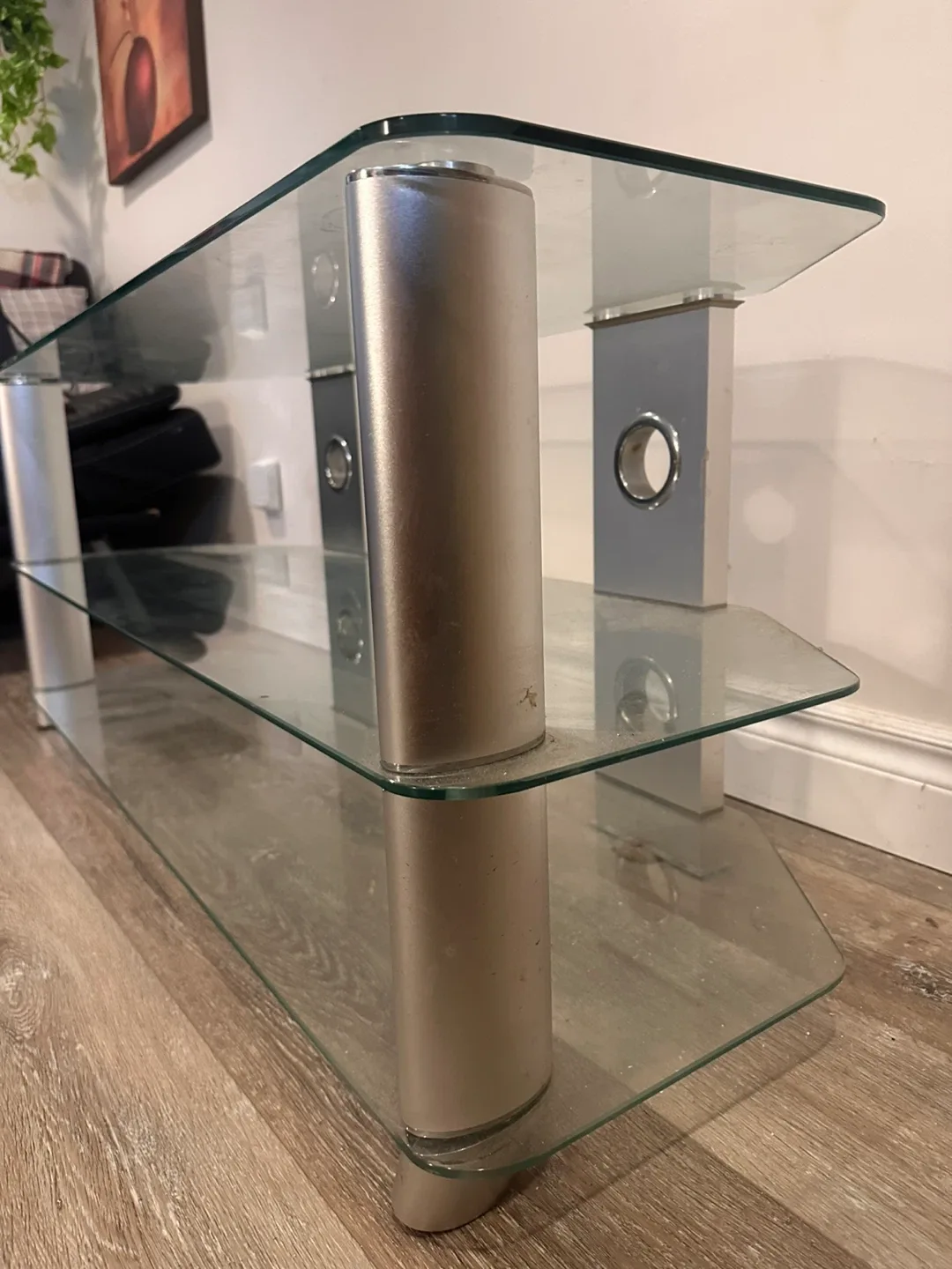 Glass and Silver TV Stand image indicator(4)