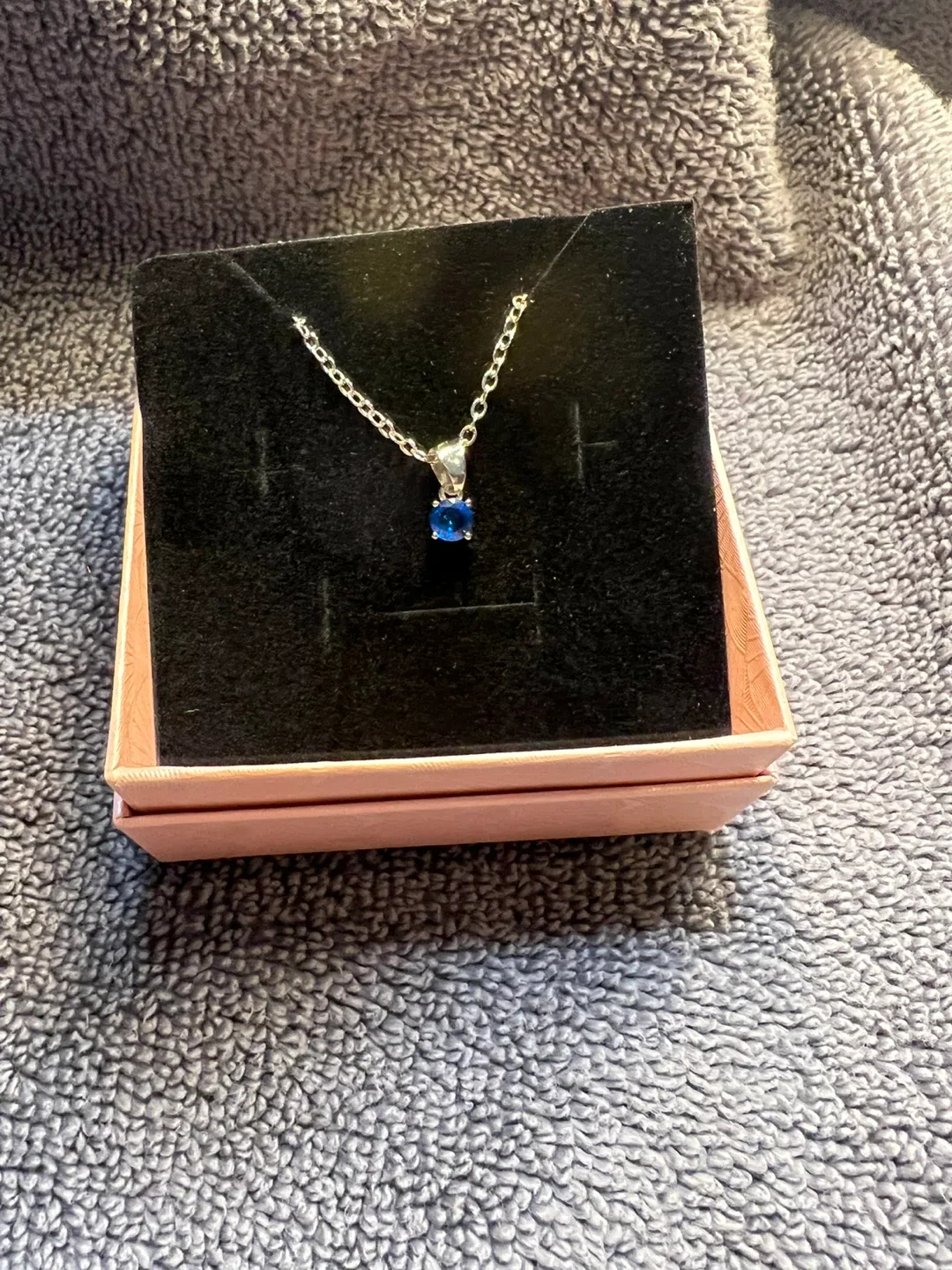 Silver Chain Necklace with Blue Pendant image indicator(2)