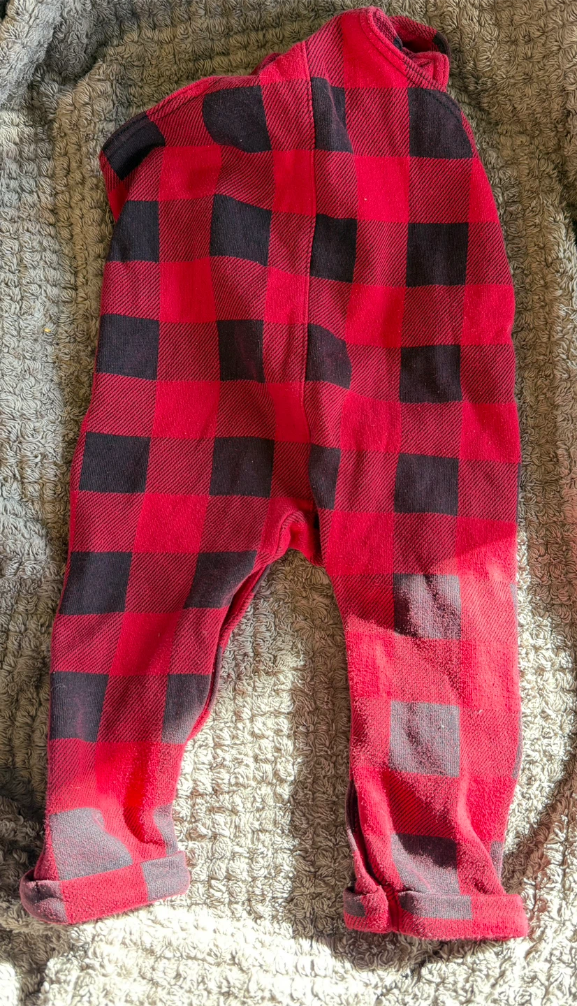 Red & Black Plaid Baby Overalls (18-24 months) - photo 2