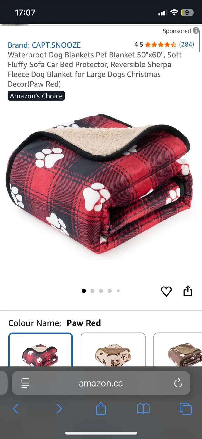 CAPT.SNOOZE Dog Blanket - Paw Red