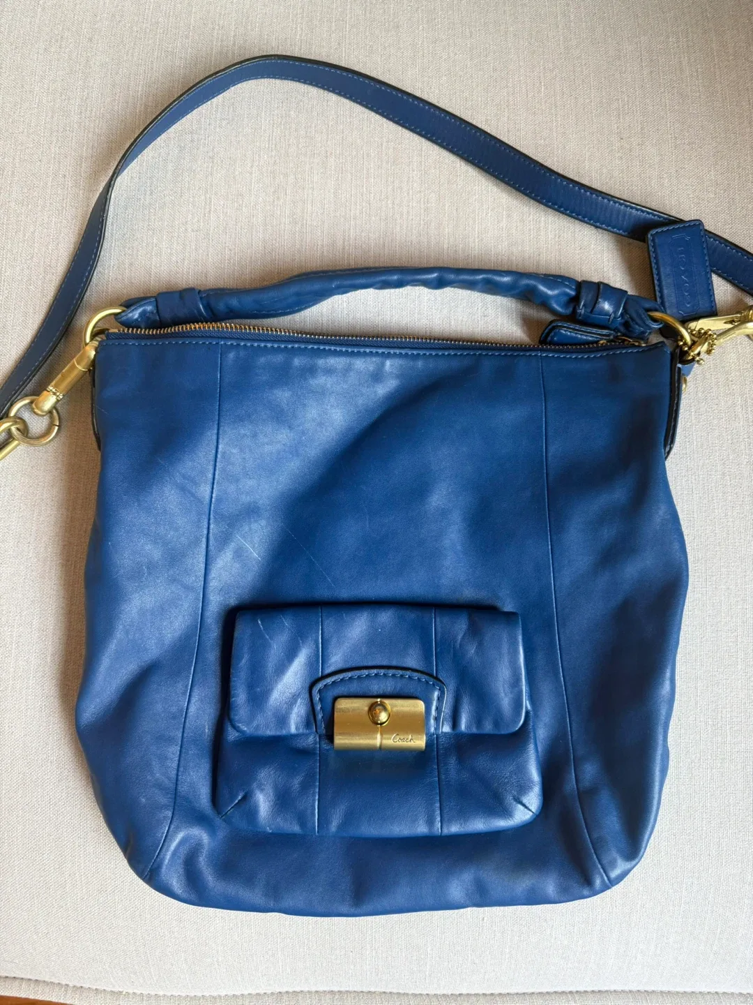 Coach Blue Leather Hobo Bag