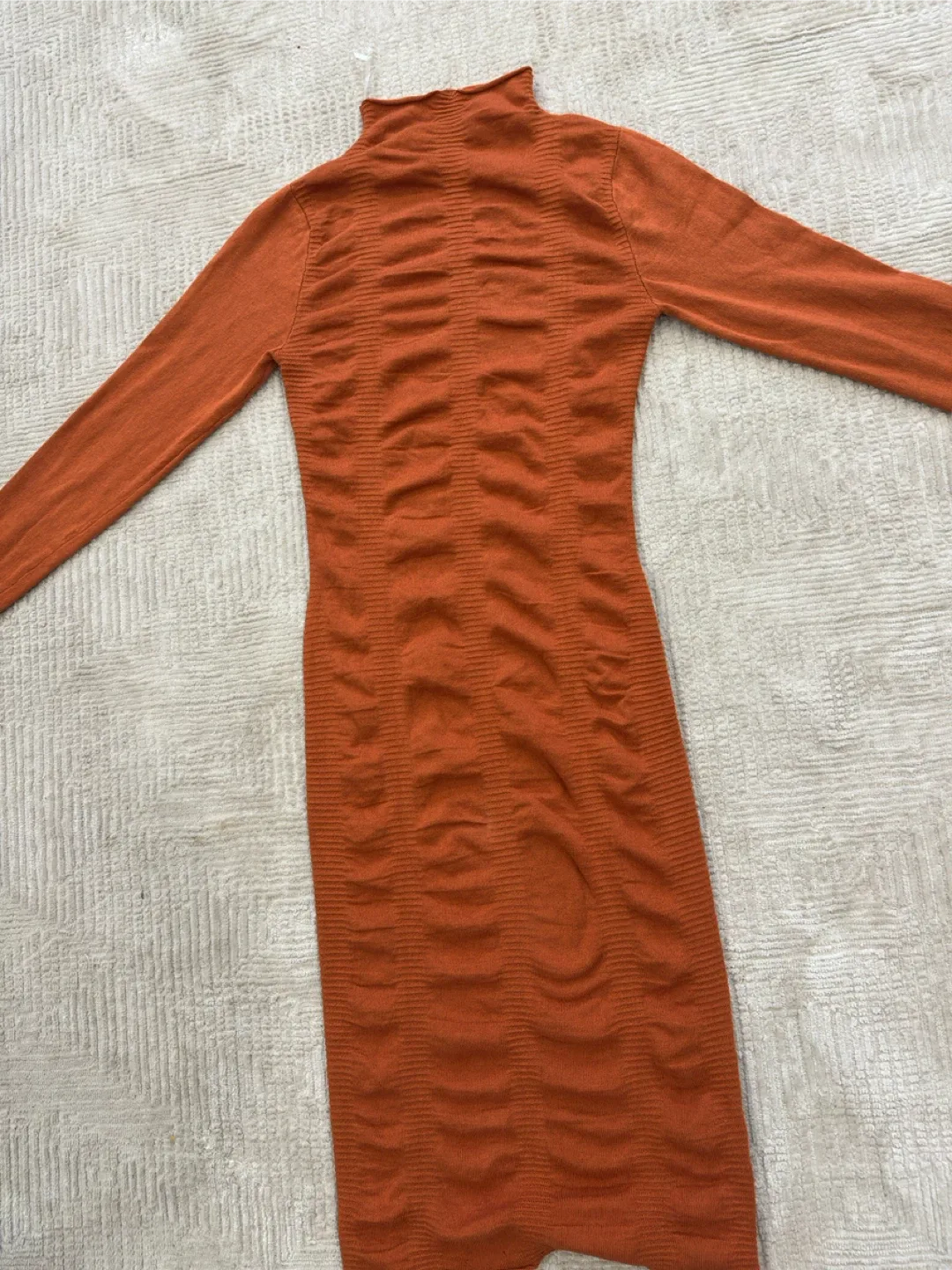 Orange Knit Bodycon Dress