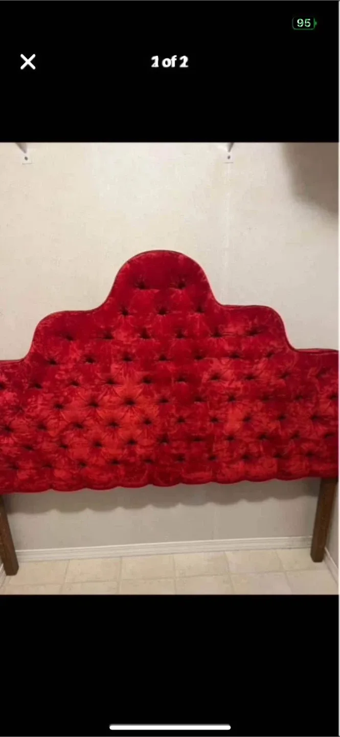 Red Velvet Tufted Headboard