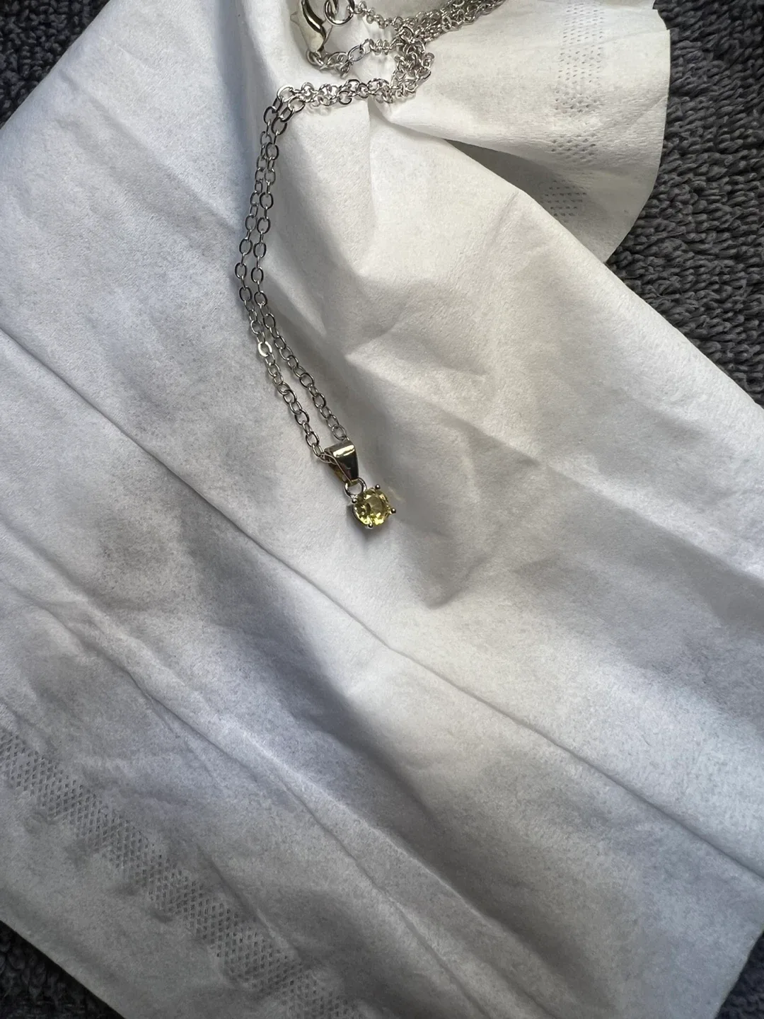 Silver Necklace with Yellow Pendant