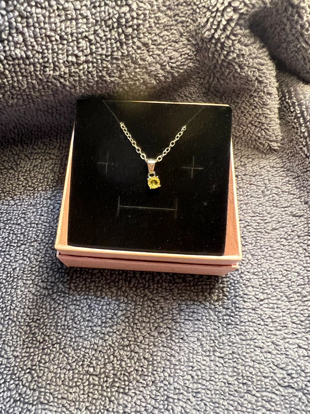 Silver Necklace with Yellow Pendant - photo 2