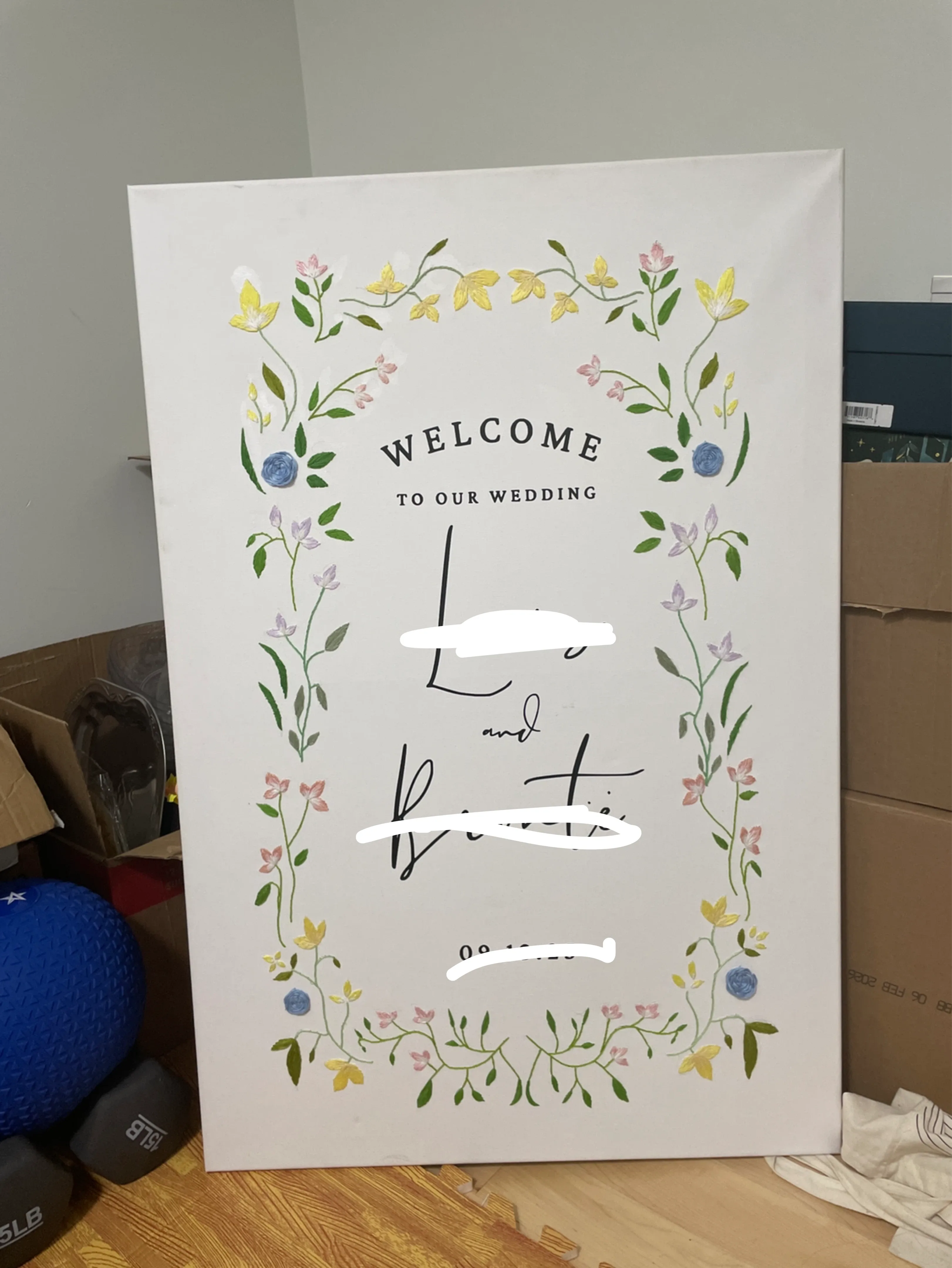 Wedding Welcome Sign - removable names