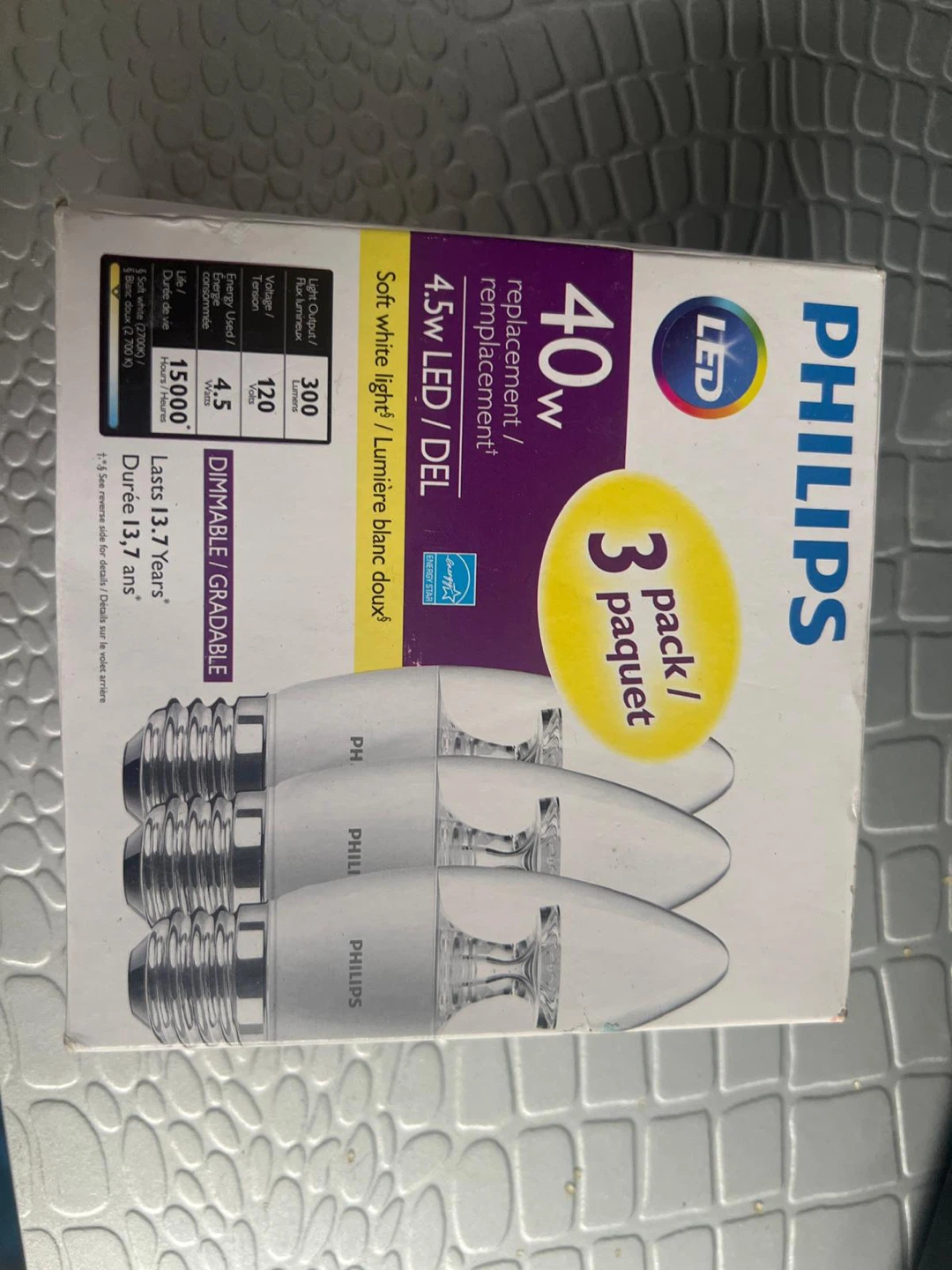 Philips light bulbs- 3 packs