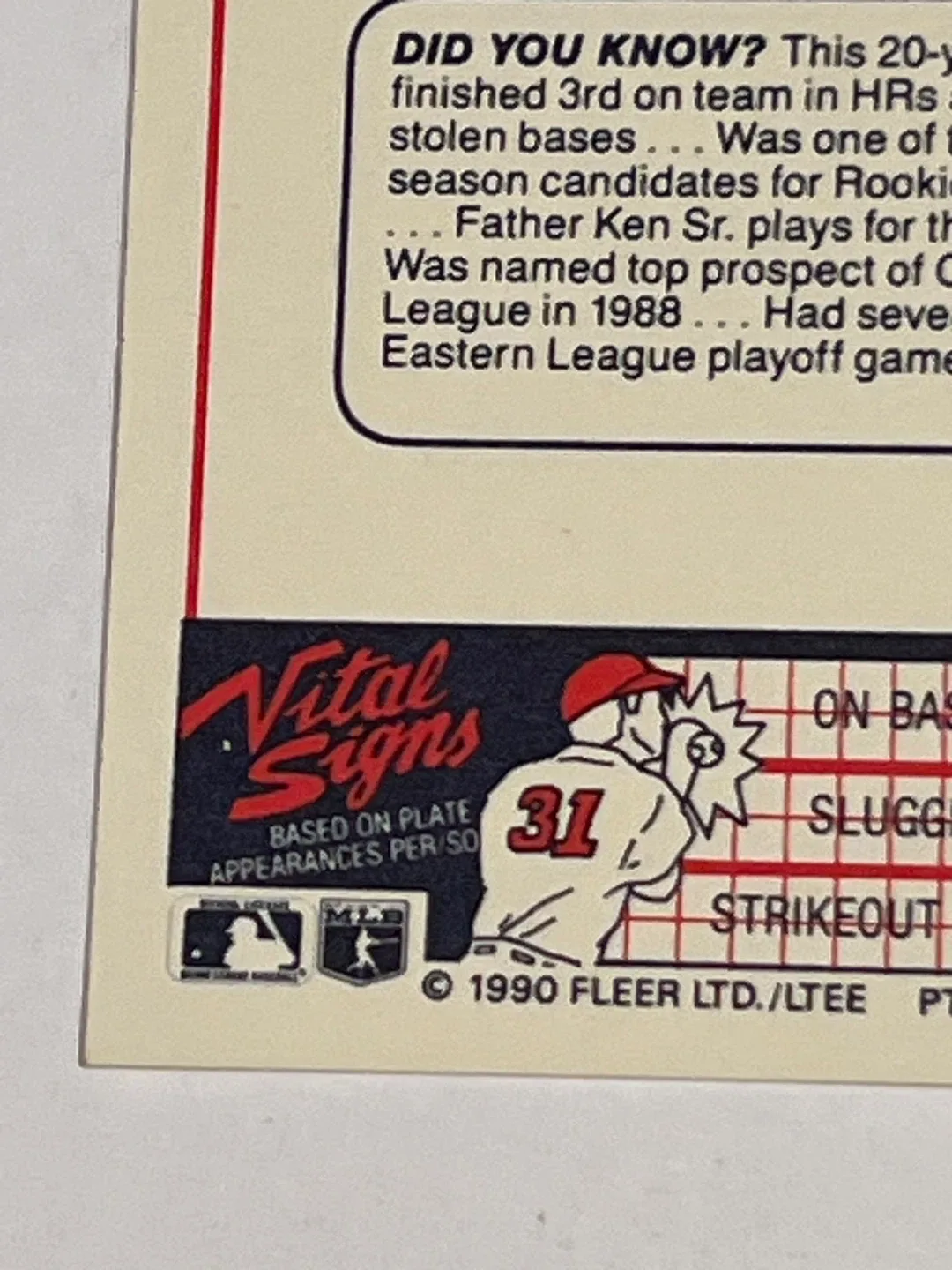 Ken Griffey Jr. Fleer '90 Baseball Card image indicator(4)