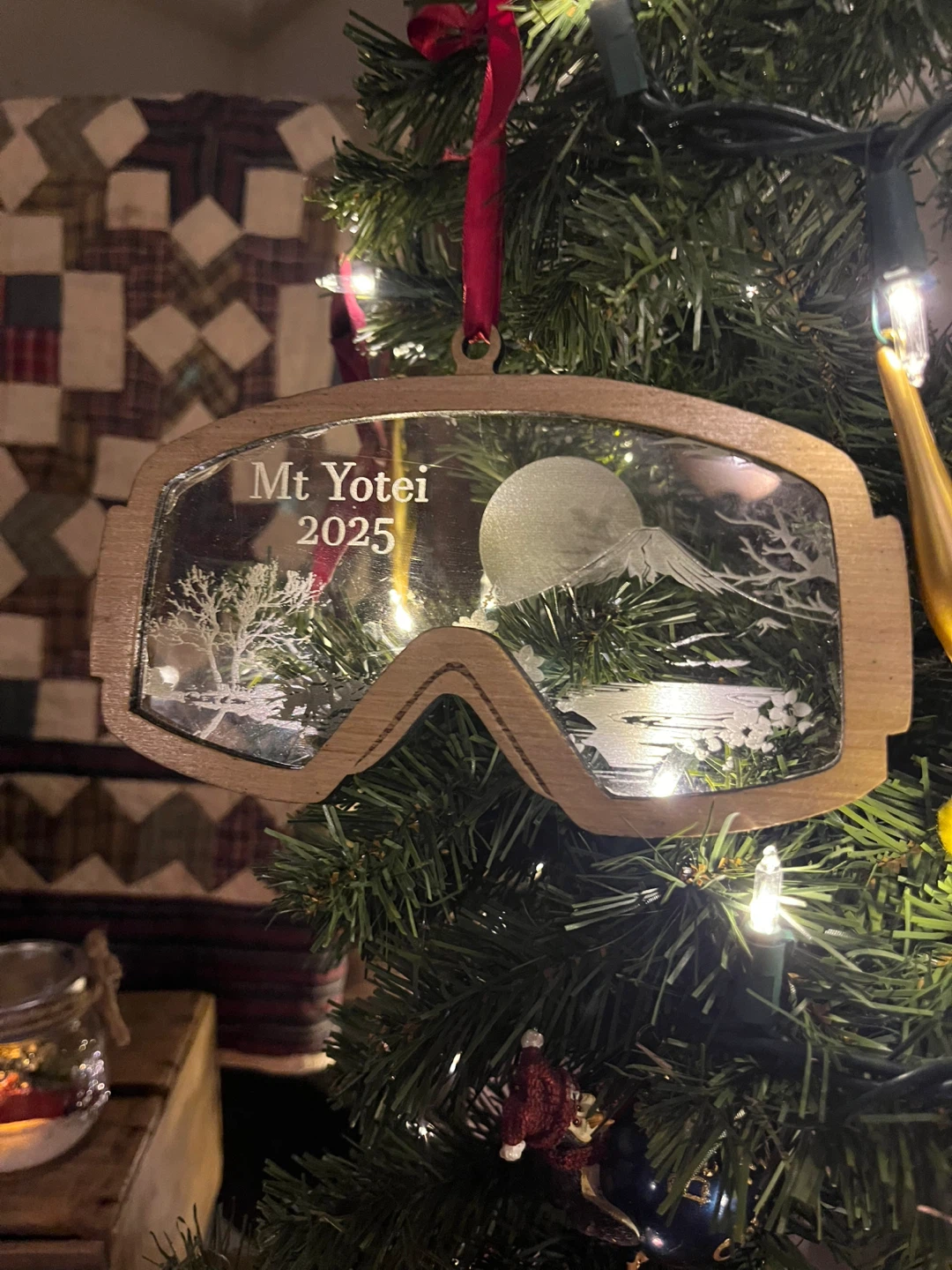 Custom engraved ski goggles ornament
