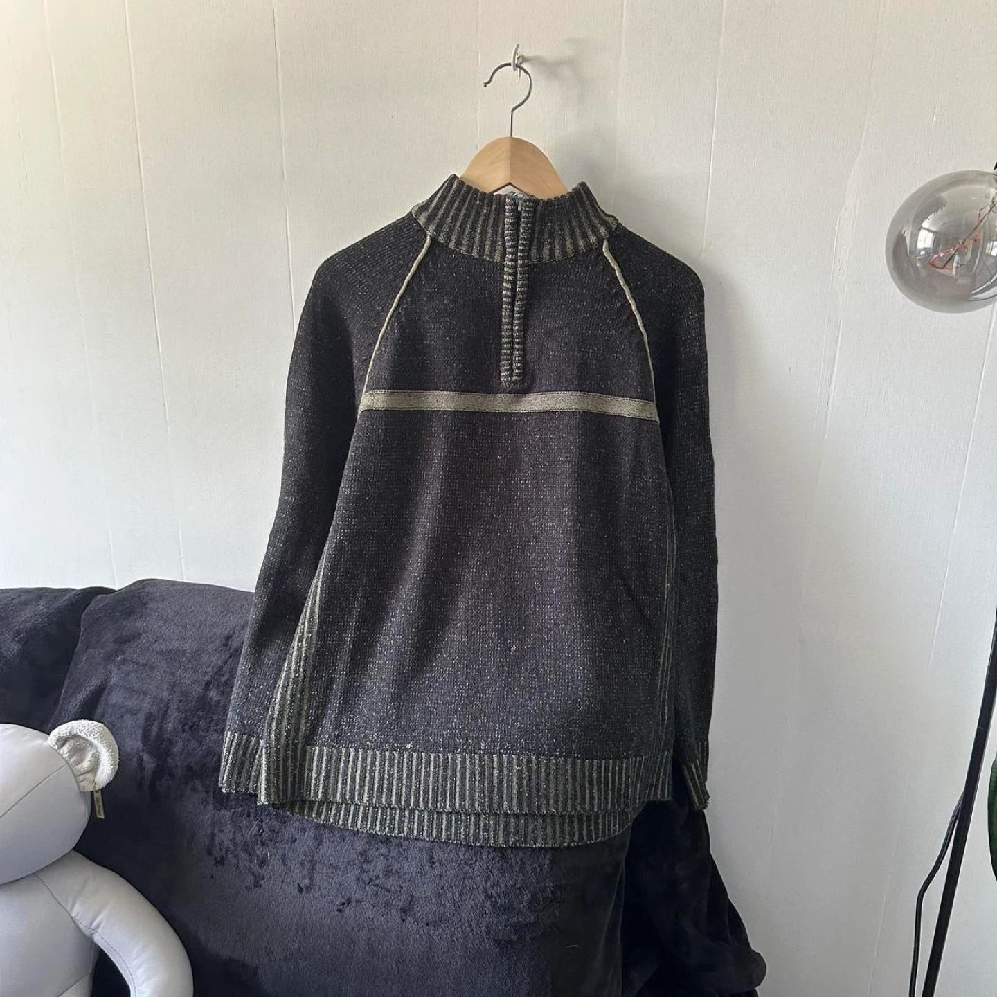 Quarter Zip Pullover Sweater - Grey