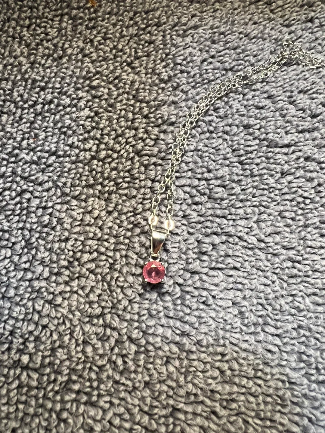 Silver Necklace with Pink Gem Stone