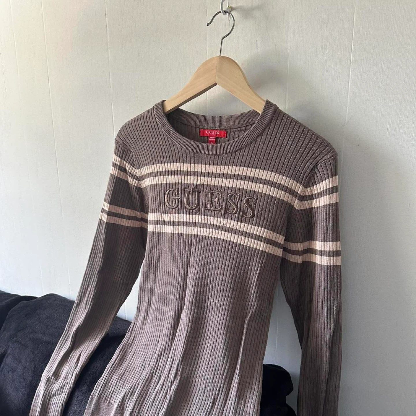 Guess Brown Striped Long Sleeve - Fits M - photo 4