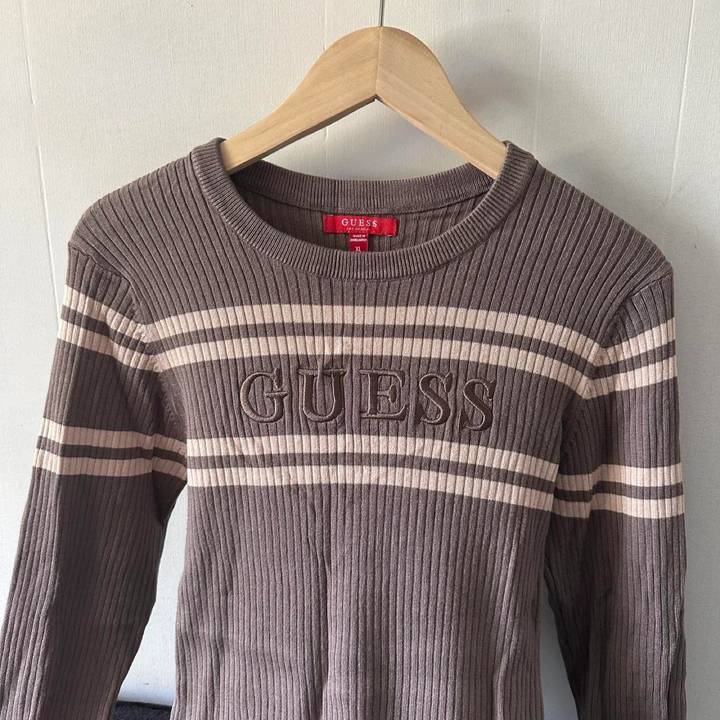 Guess Brown Striped Long Sleeve - Fits M - photo 2