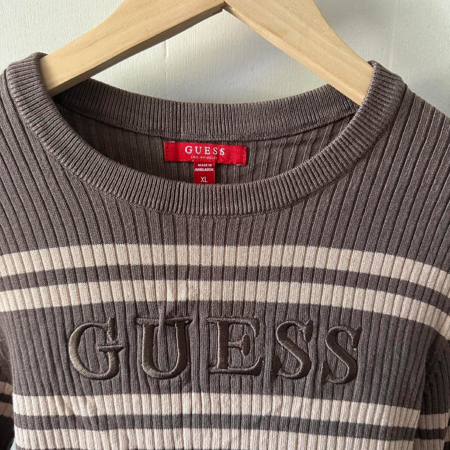Guess Brown Striped Long Sleeve - Fits M - photo 3