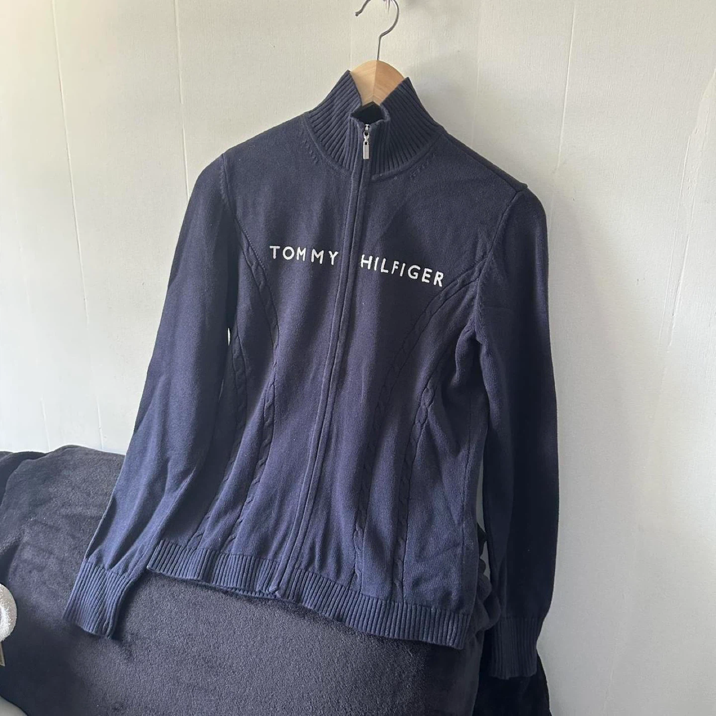 Tommy Hilfiger Navy Blue Zip Up Sweater - Small - photo 5