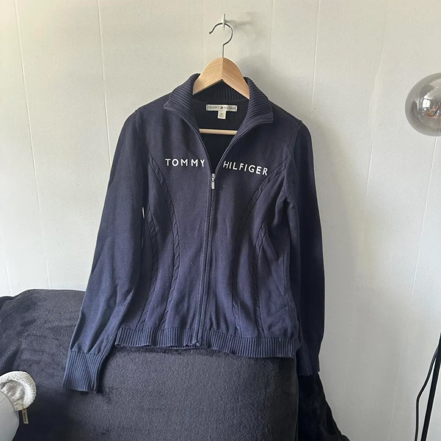Tommy Hilfiger Navy Blue Zip Up Sweater - Small