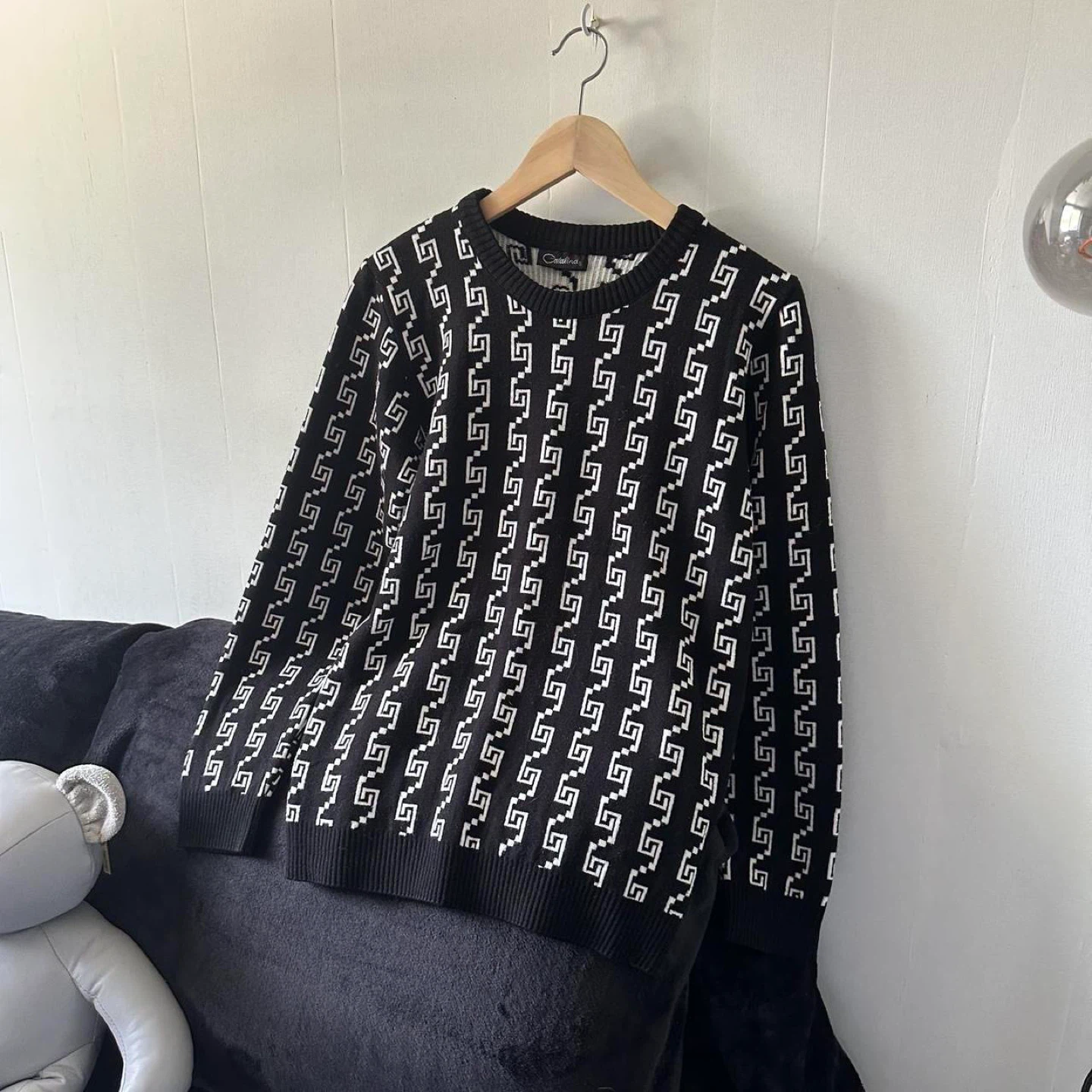 Oversized Black Patterned Sweater - photo 2