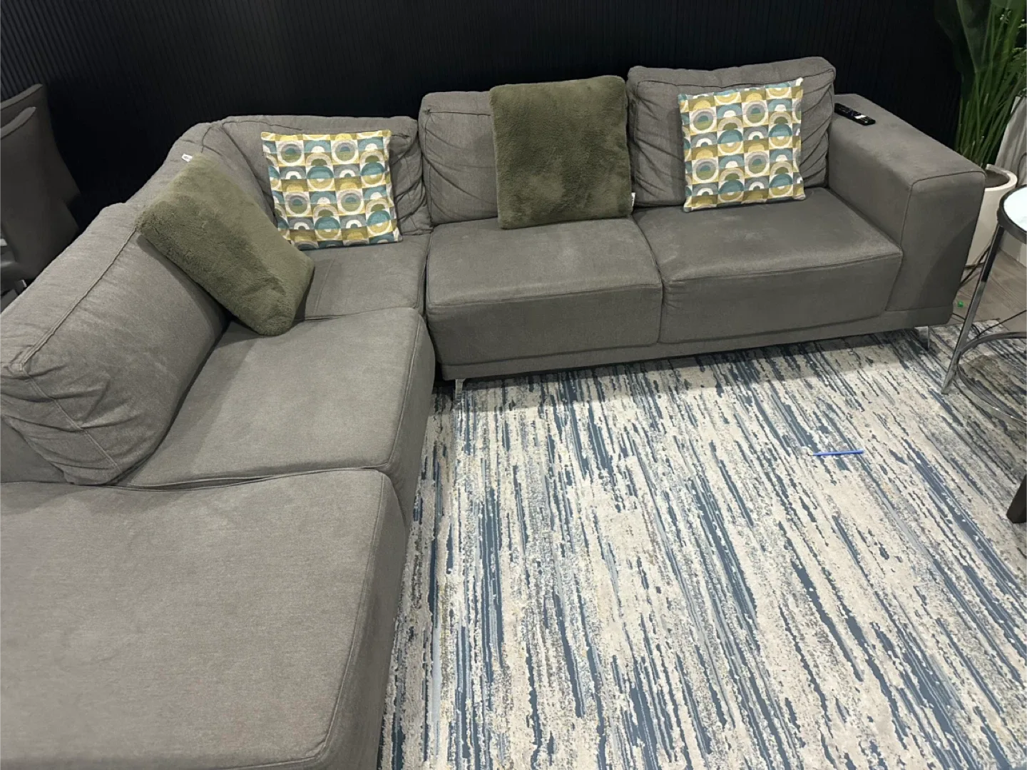 Coffee Table and Grey Sectional Couch