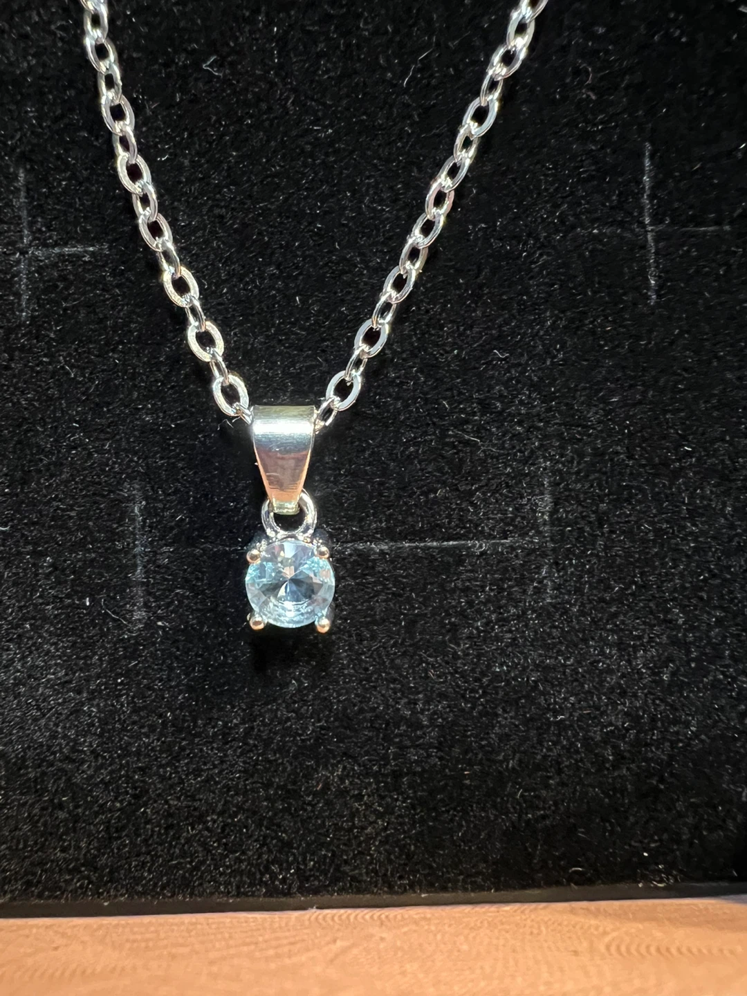 Silver Necklace with Light Blue Stone Pendant - photo 2