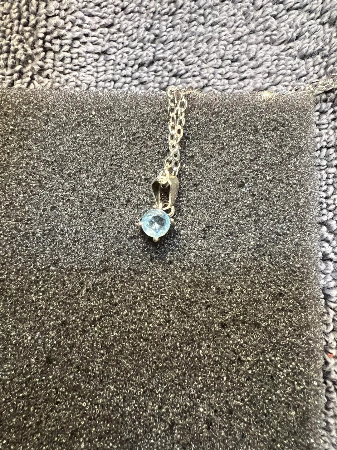 Silver Necklace with Light Blue Stone Pendant
