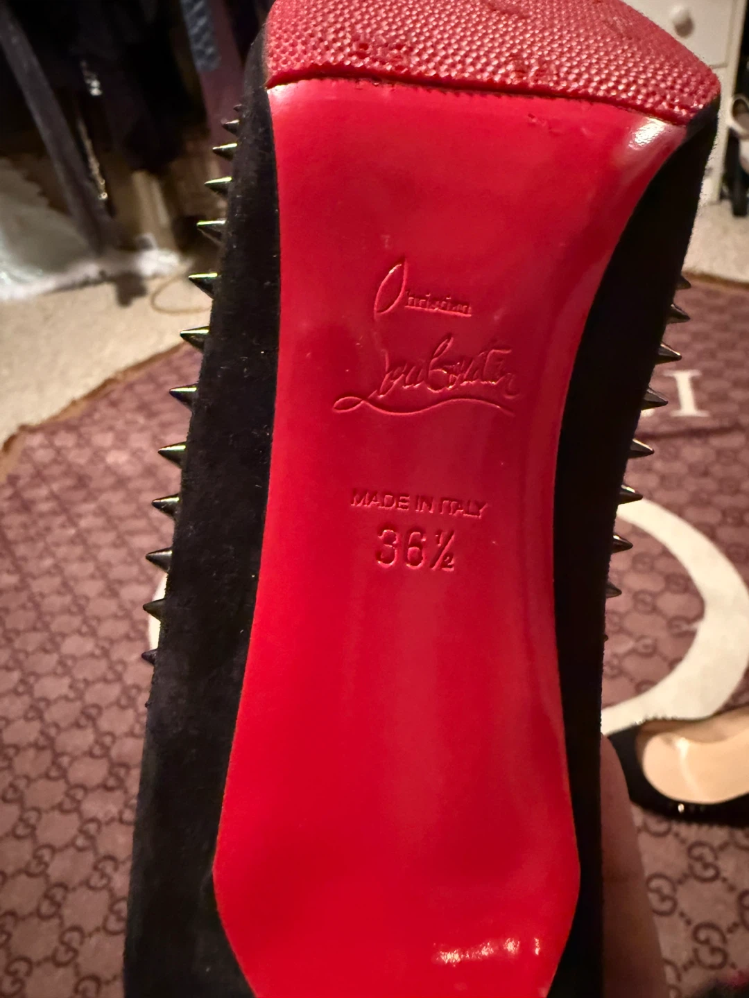 Christian Louboutin Black Suede Spike Heels - Size 36.5 - photo 2