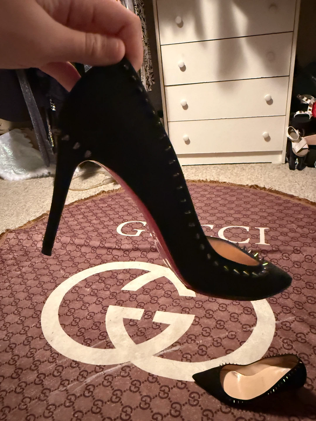 Christian Louboutin Black Suede Spike Heels - Size 36.5 - photo 4