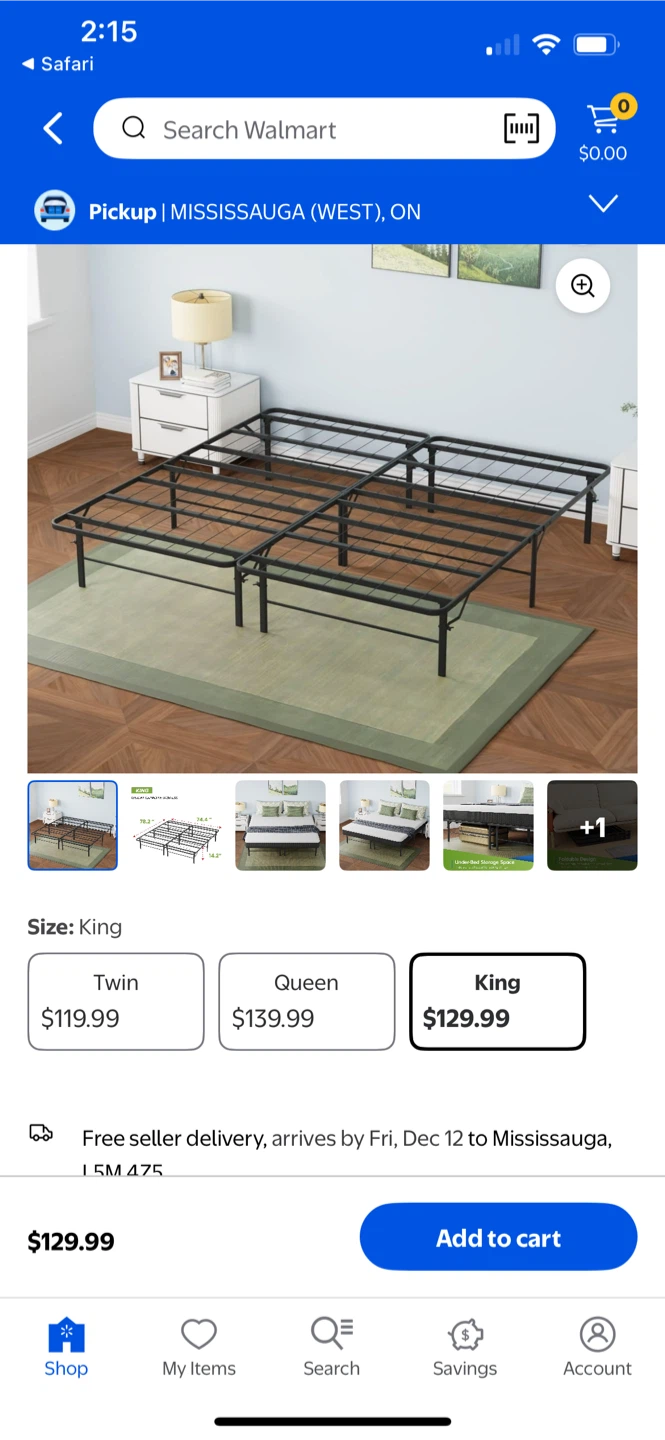 King Size Metal Bed Frame - Like New - photo 2