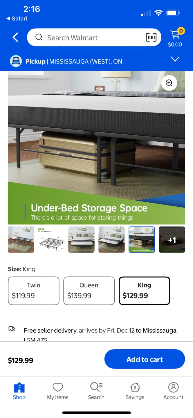 King Size Metal Bed Frame - Like New - photo 3