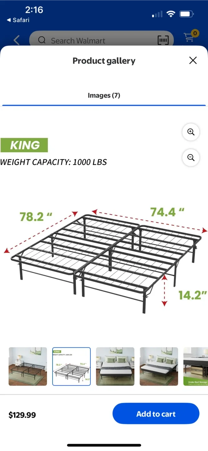 King Size Metal Bed Frame - Like New