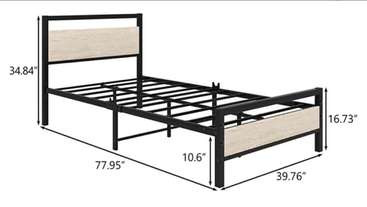 Twin Bed Frame - Metal & Wood image indicator(2)
