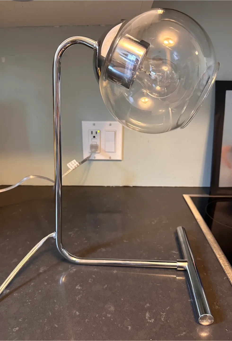 Chrome Desk Lamp with Glass Globe