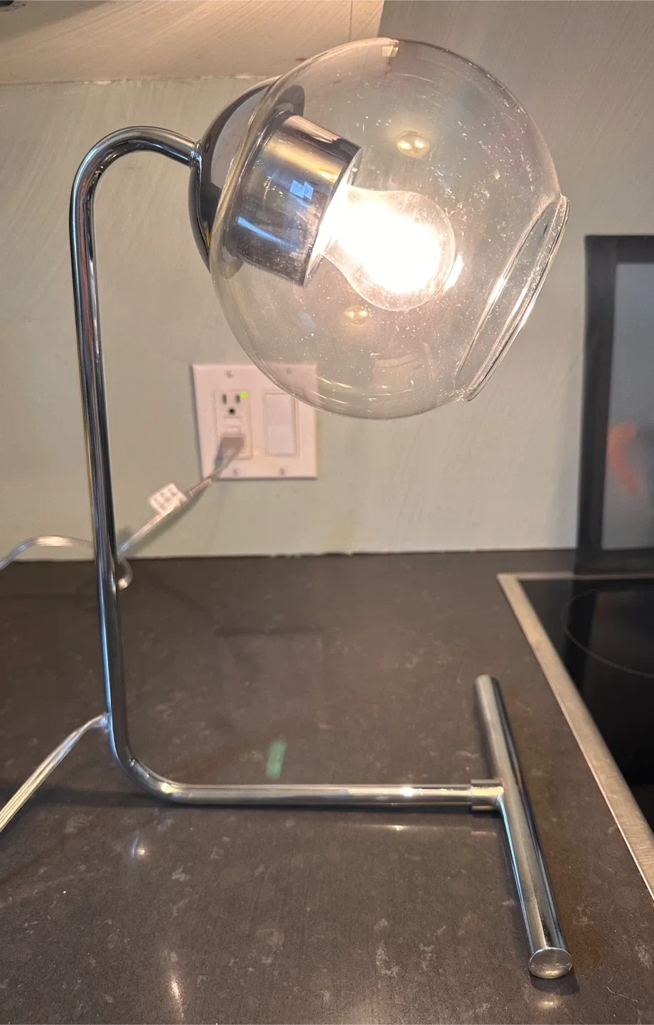 Chrome Desk Lamp with Glass Globe image indicator(2)