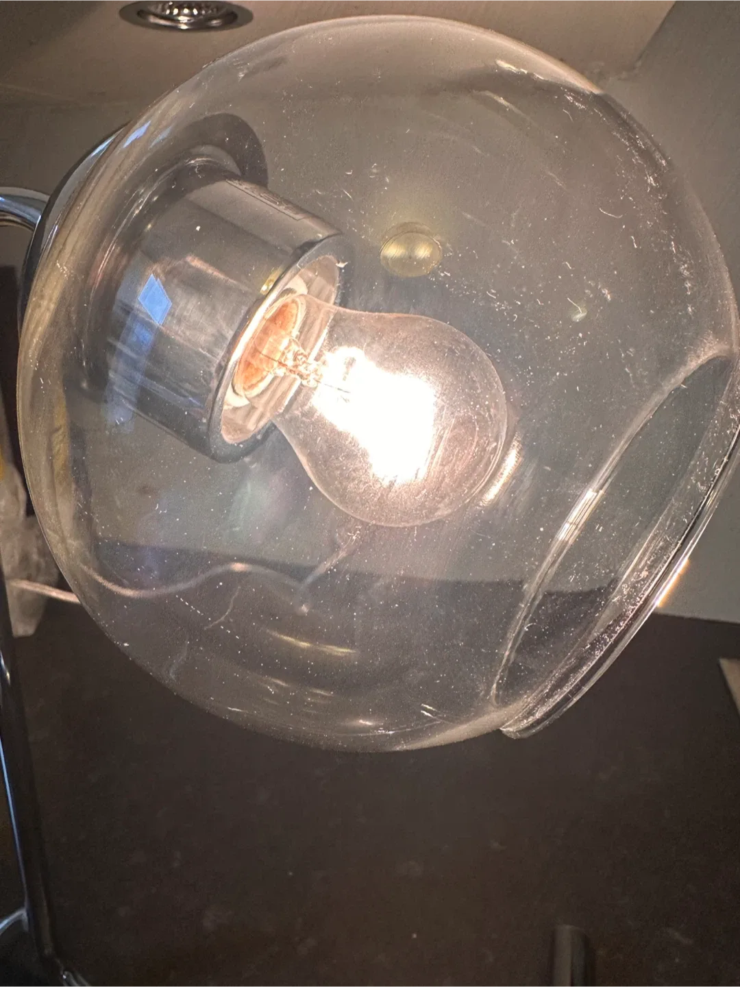 Chrome Desk Lamp with Glass Globe image indicator(4)