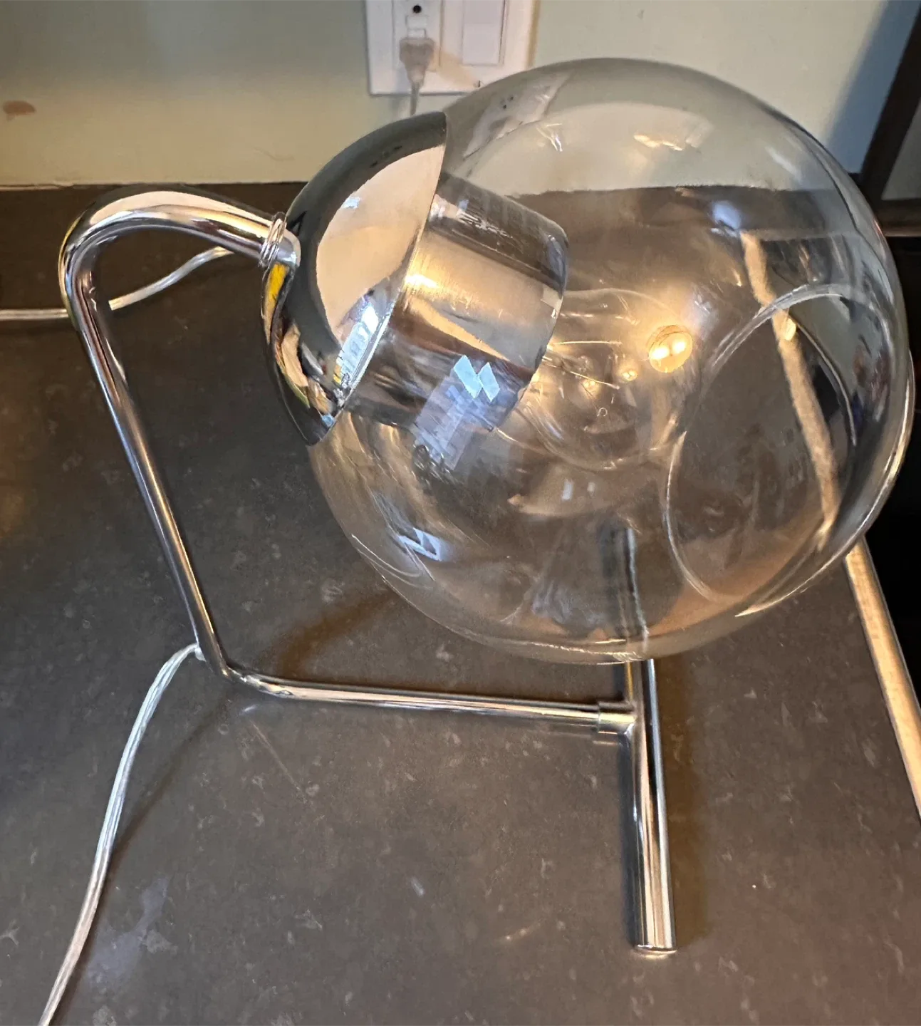 Chrome Desk Lamp with Glass Globe image indicator(3)