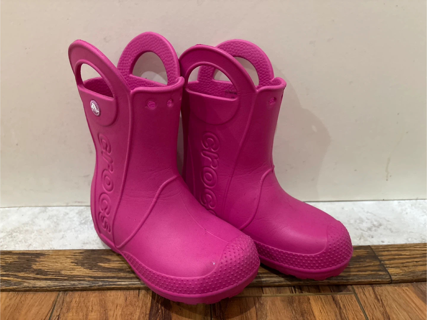 Crocs Pink Handle Rain Boots size c10