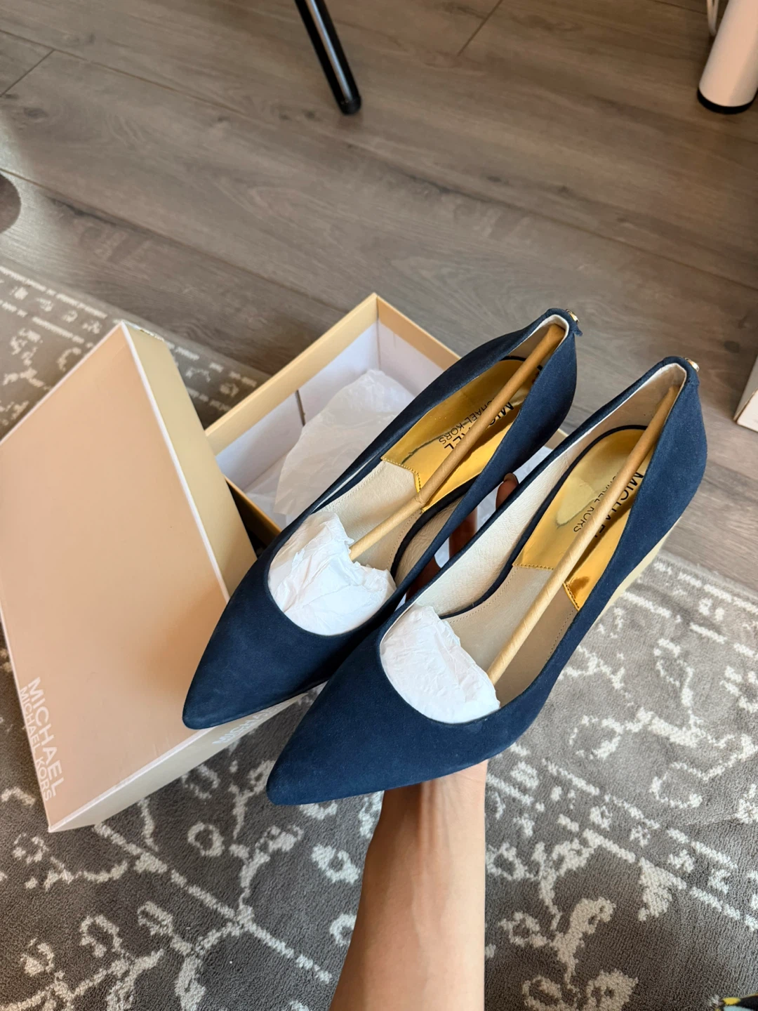 Michael Kors Navy Suede Heels - Size 9.5M