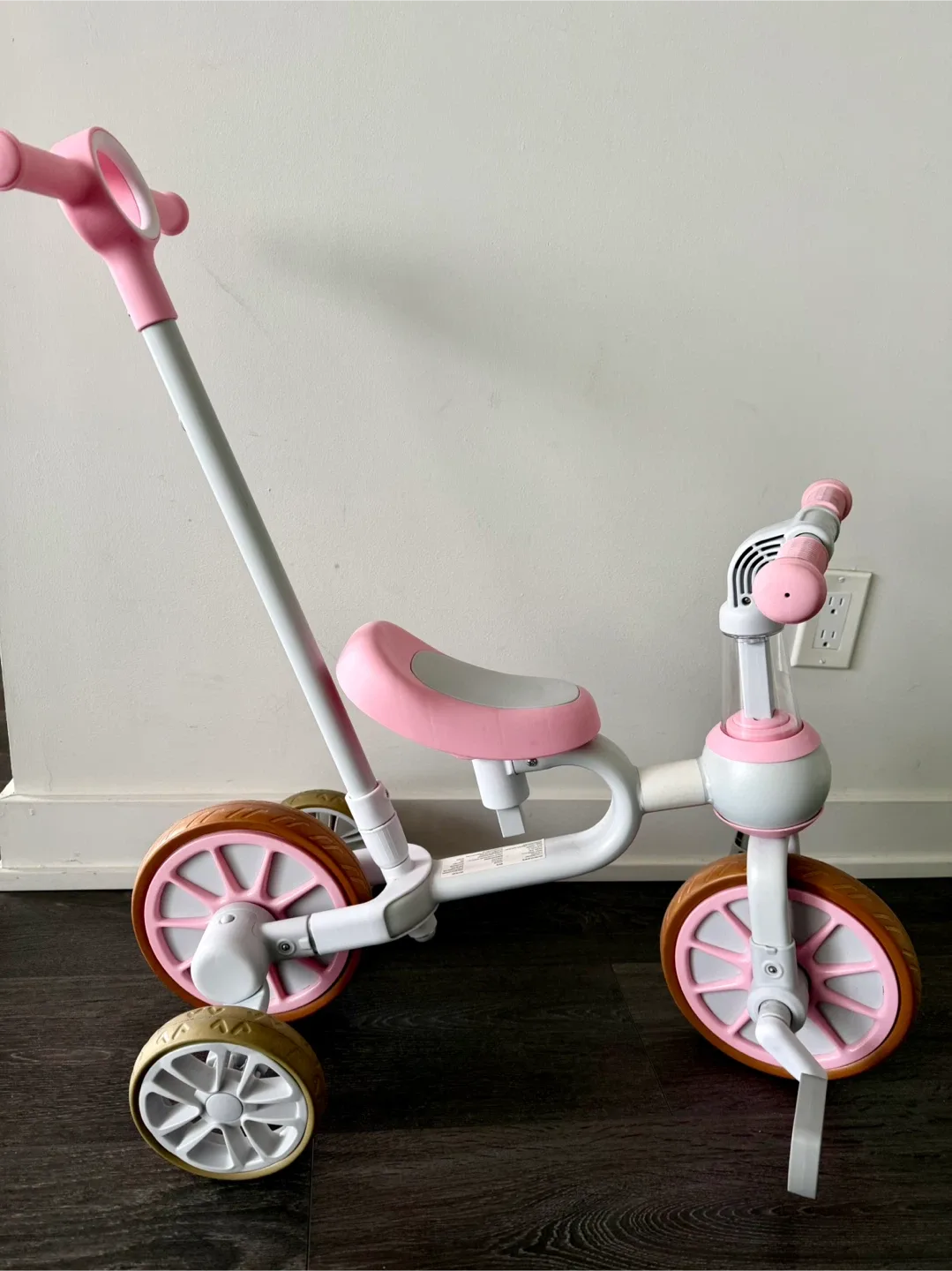 Tricycle with Push Handle - Pink & White image indicator(2)