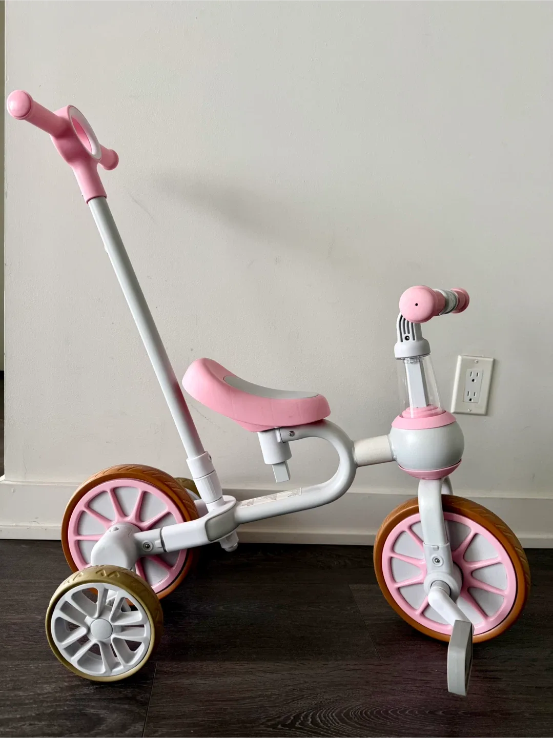Tricycle with Push Handle - Pink & White image indicator(3)