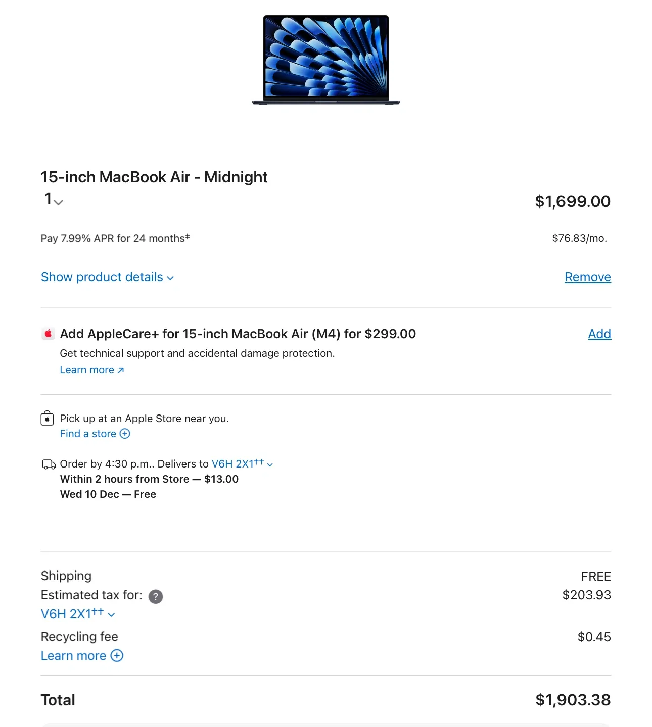 Apple MacBook Air 15” M4 2025 (Purchased Nov)