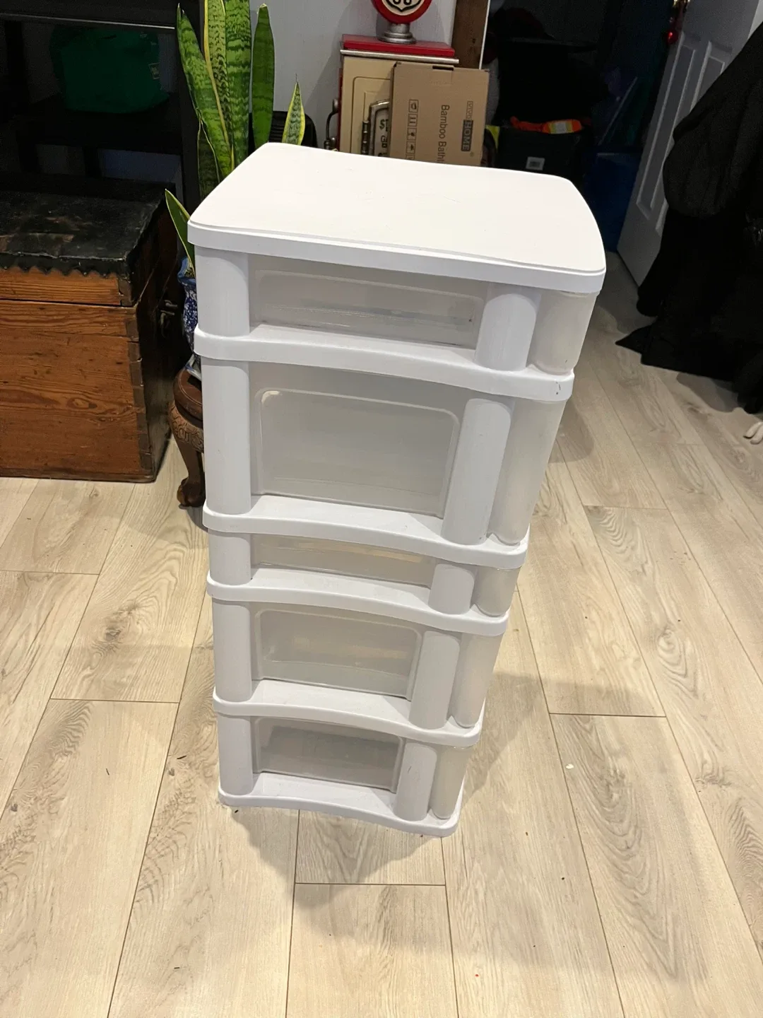 White Plastic 5 Drawer Storage Tower image indicator(4)