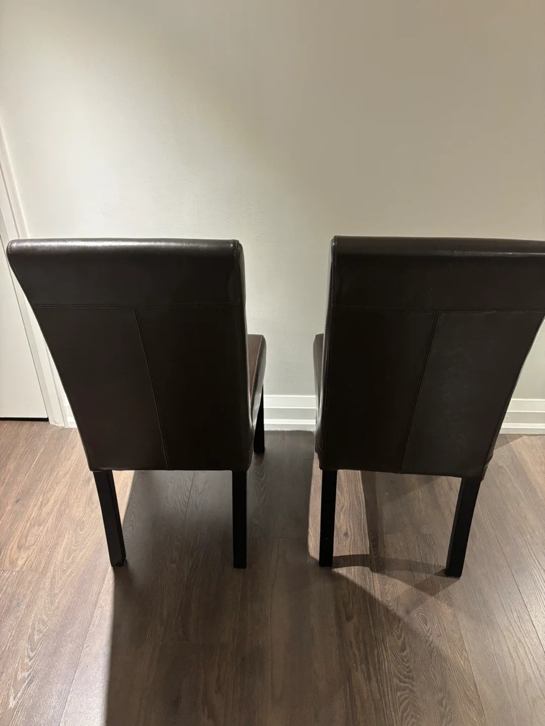 Set of 2 brown faux leather chairs image indicator(2)