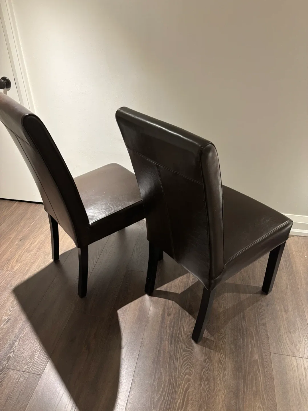 Set of 2 brown faux leather chairs image indicator(3)